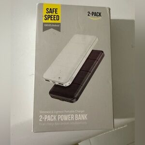2-Pack White and Black Portable Power Bank. New
